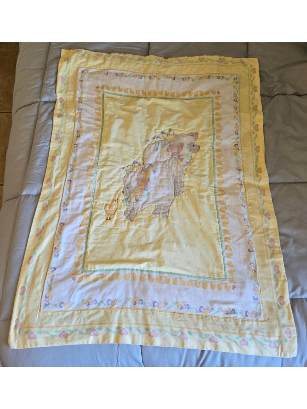 Hand Crafted Pastel Hand Quilted Baby Blanket Sz 30 X 42 Toddler Baby Heirloom